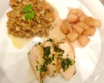 Kaninchenfilet mit Apfelgemüse und Grünkernrisotto