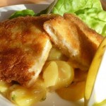 Das etwas andere Schnitzel: Panierte Kutteln mit Kräuterbergkäse