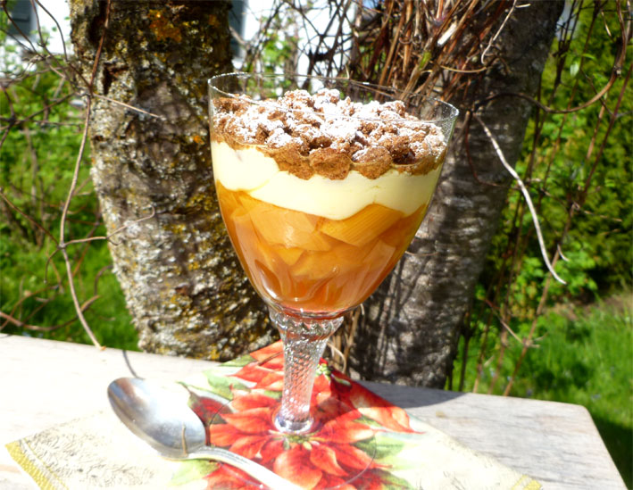 Schichtdessert mit Safran-Rhabarber und Vanillesauce – Schmeck den Süden