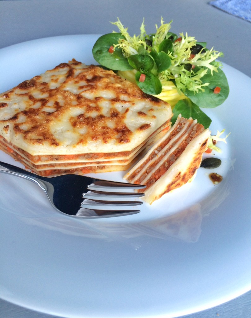 Kürbis-Bohnen Lasagne mit Allgäuer Emmentaler