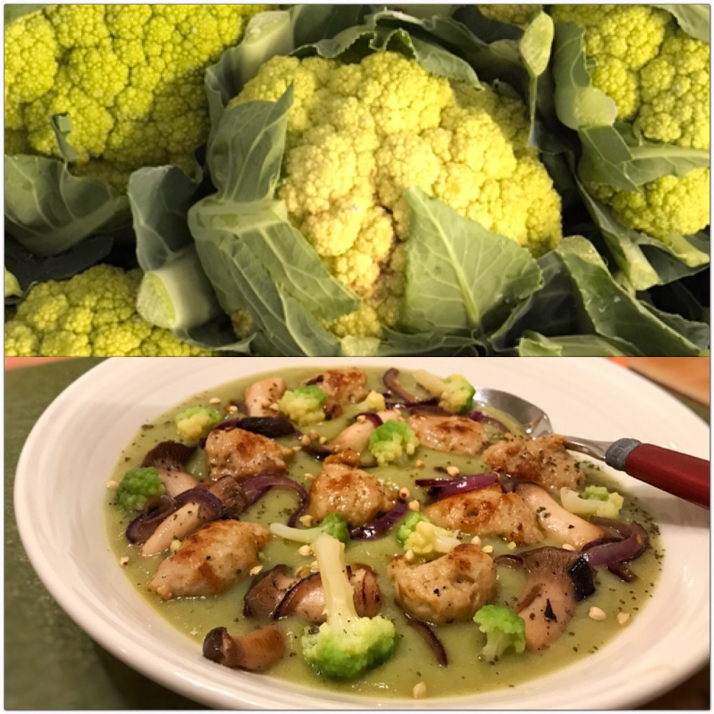 Cremiger Blumenkohl mit Wurstnocken und Kräutersaitling