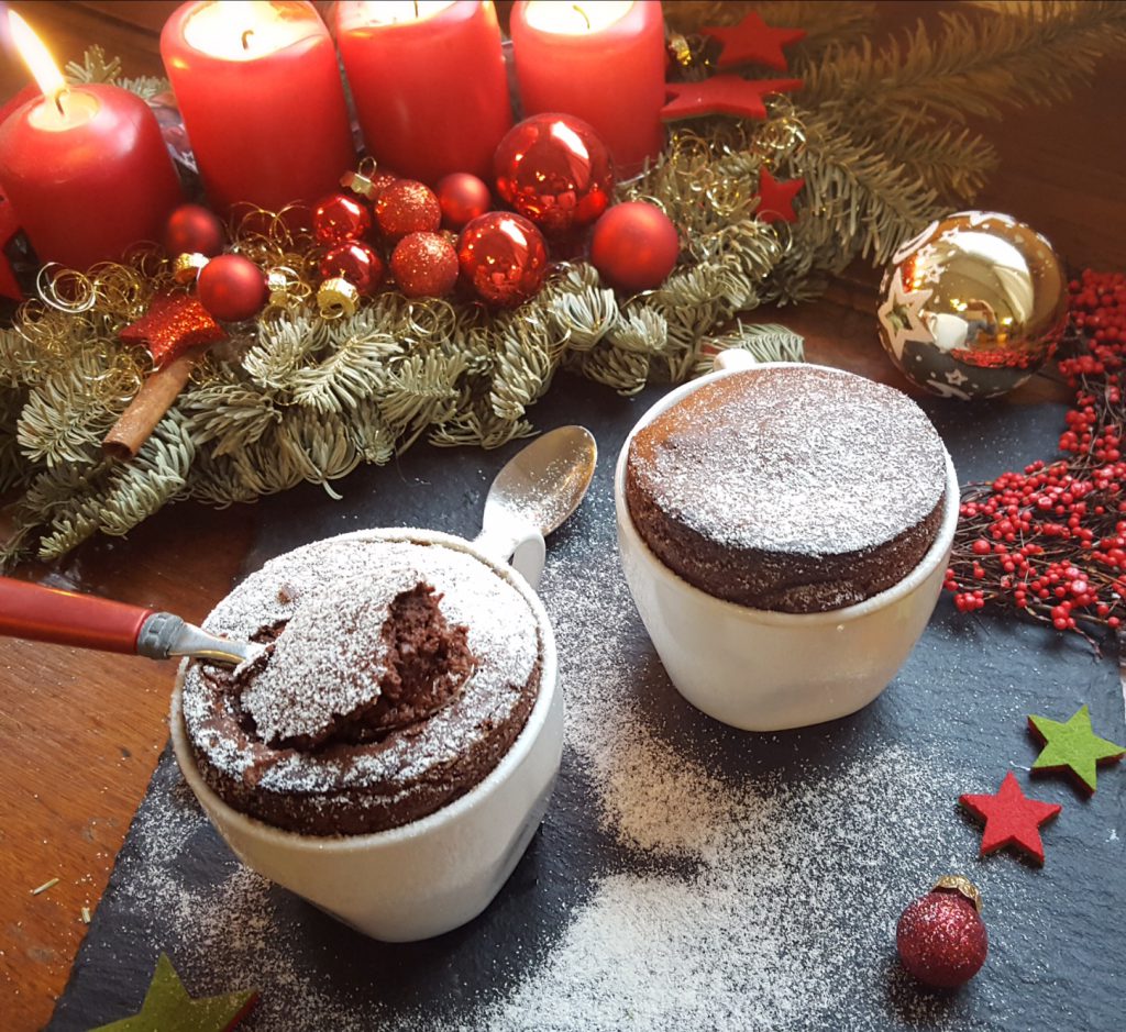 Unser Weihnachtsdessert: Schokoladen Souffleè in der Tasse