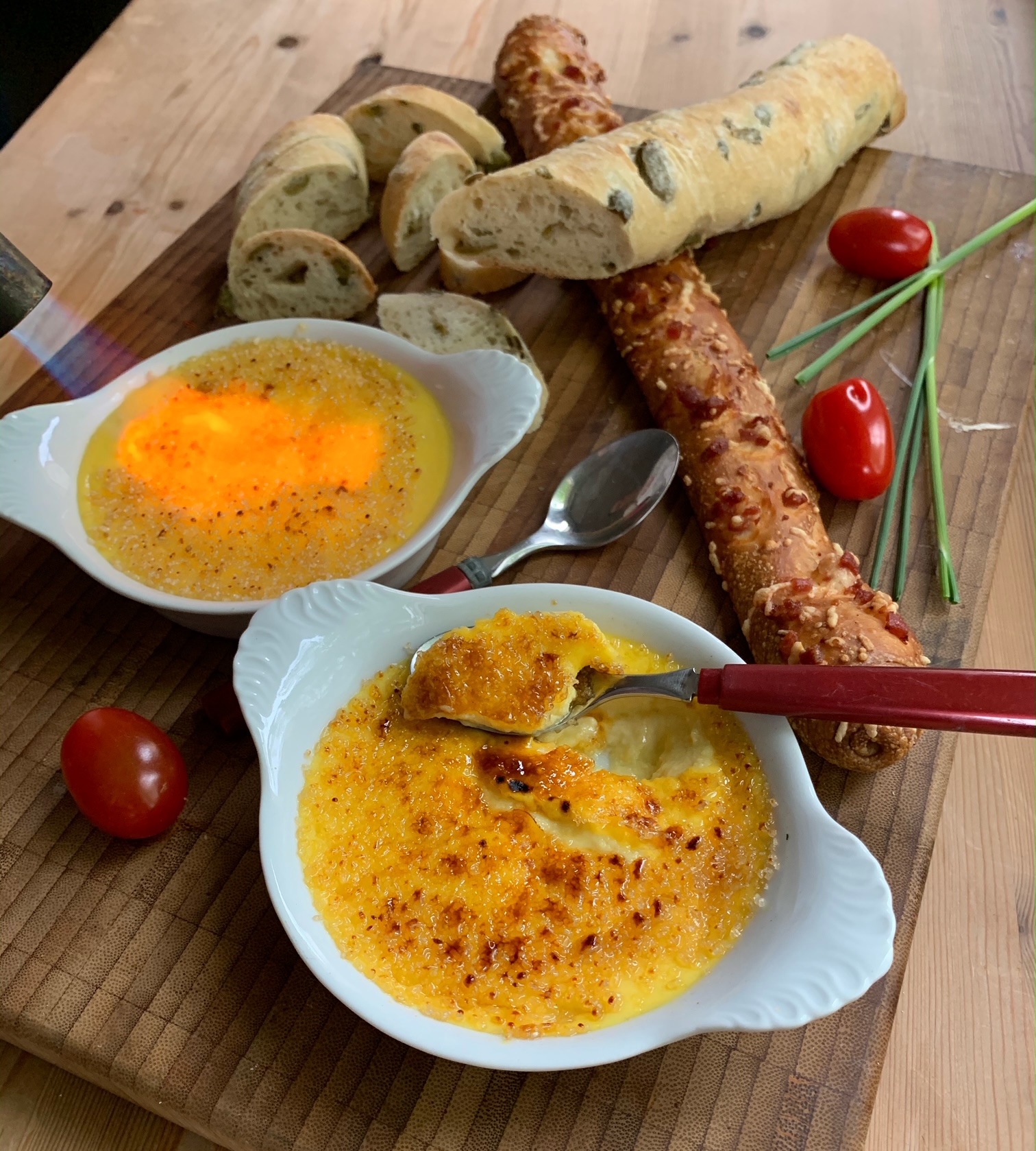 Spargel Crème-Brûlée aus übrig gebliebener Spargelcremesuppe