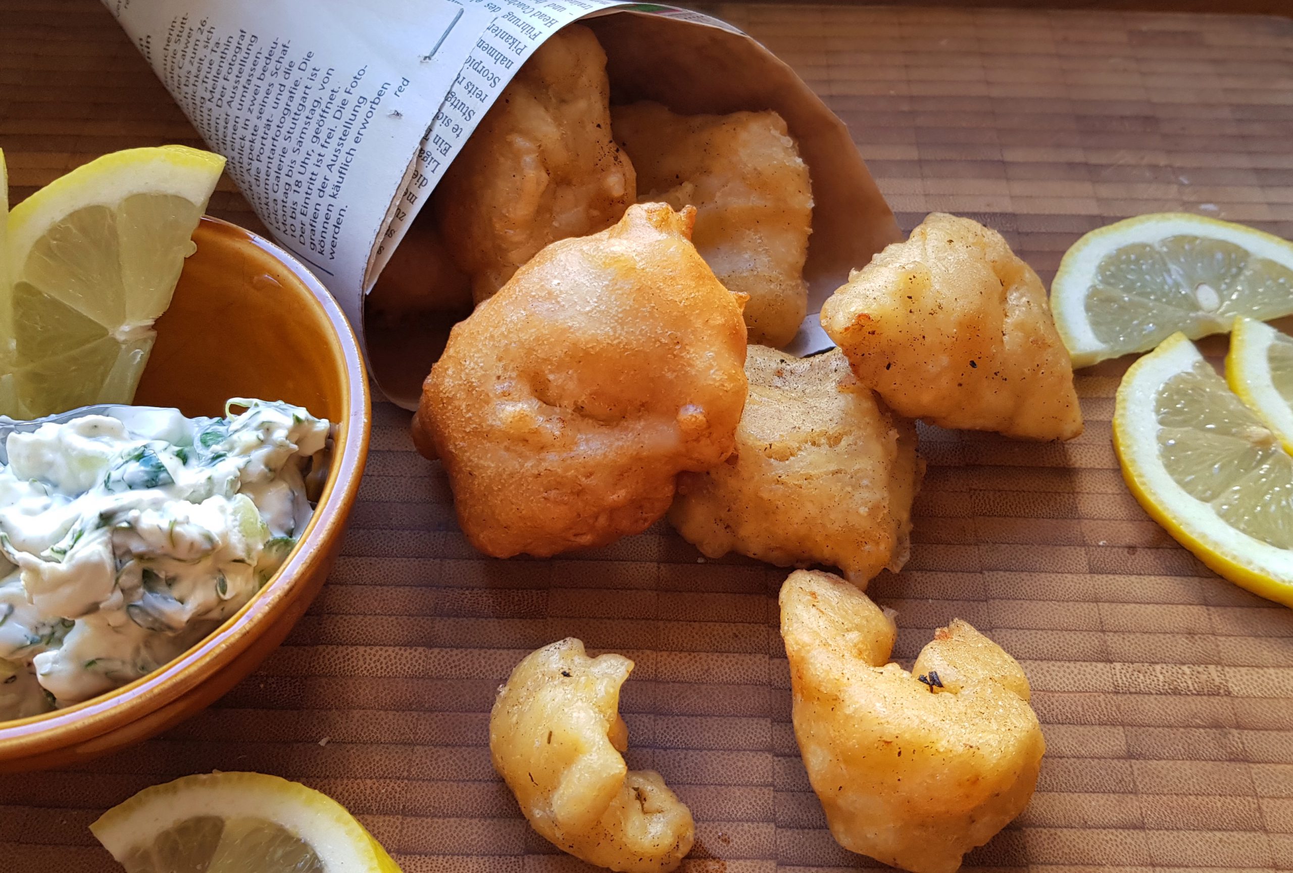 Gebackene Hühnchen-Nuggets im Radlerteig