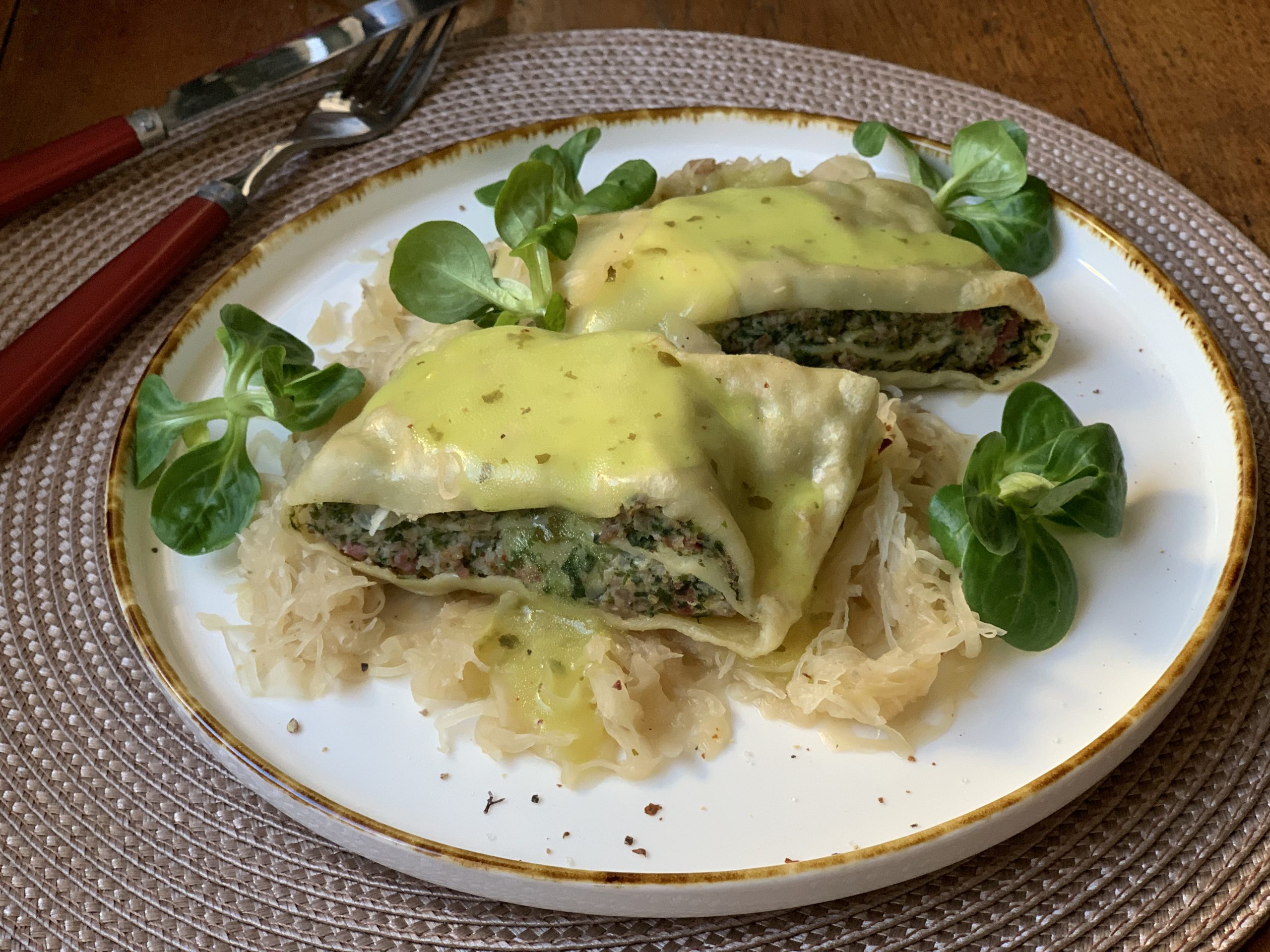 Maultaschen mit Blut- & Leberwurstfülle