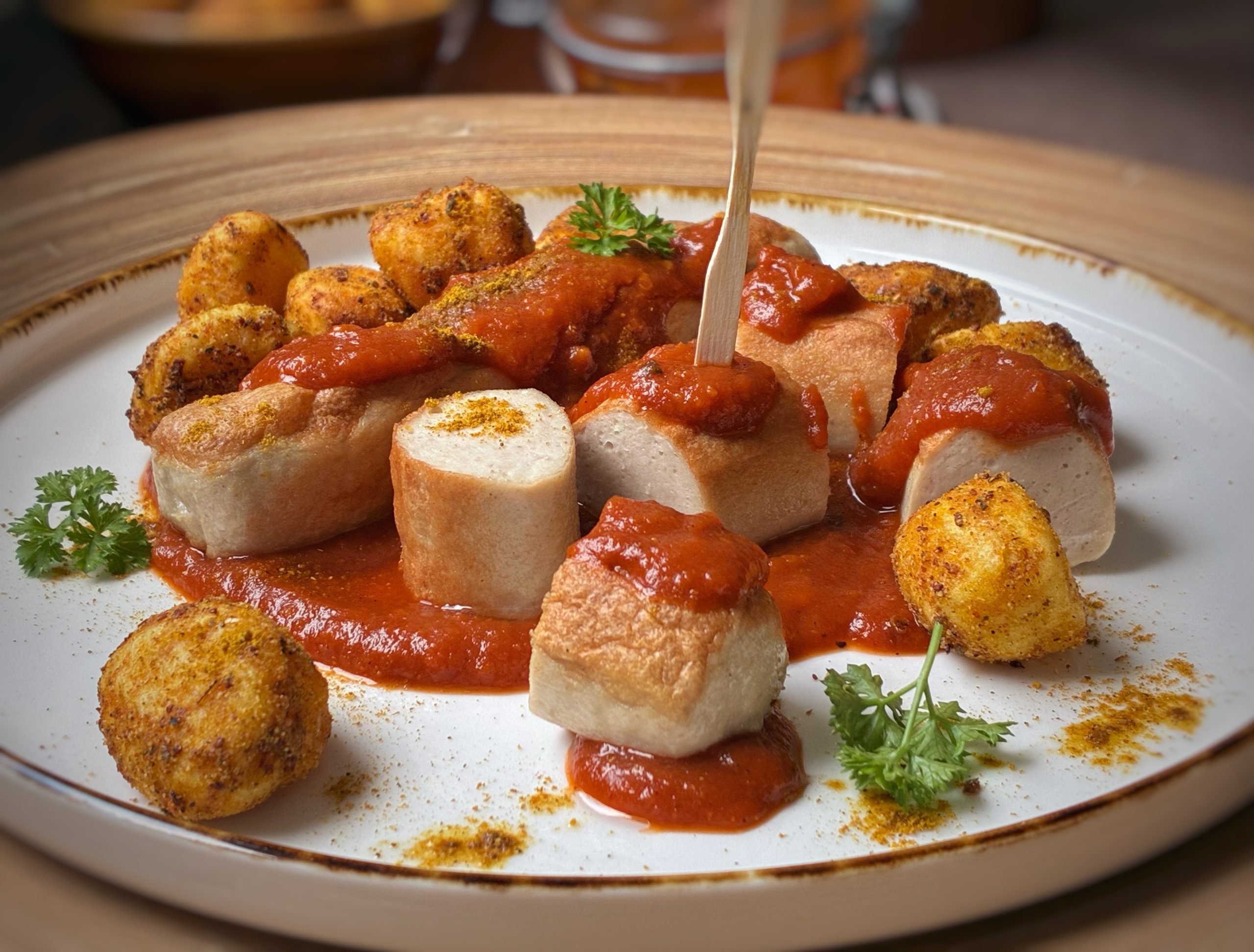 Currywurst & würzige Harissa-Gnocchi